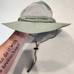 Boy Scouts Of America Kid's XXL Sage Green Floppy Mesh Breathable Sun Hat EUC